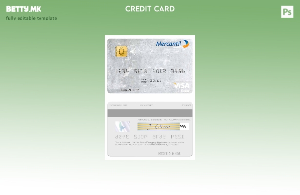 Шаблон за виза за дебитна картичка во модерен стил Венецуела Banco Mercantil